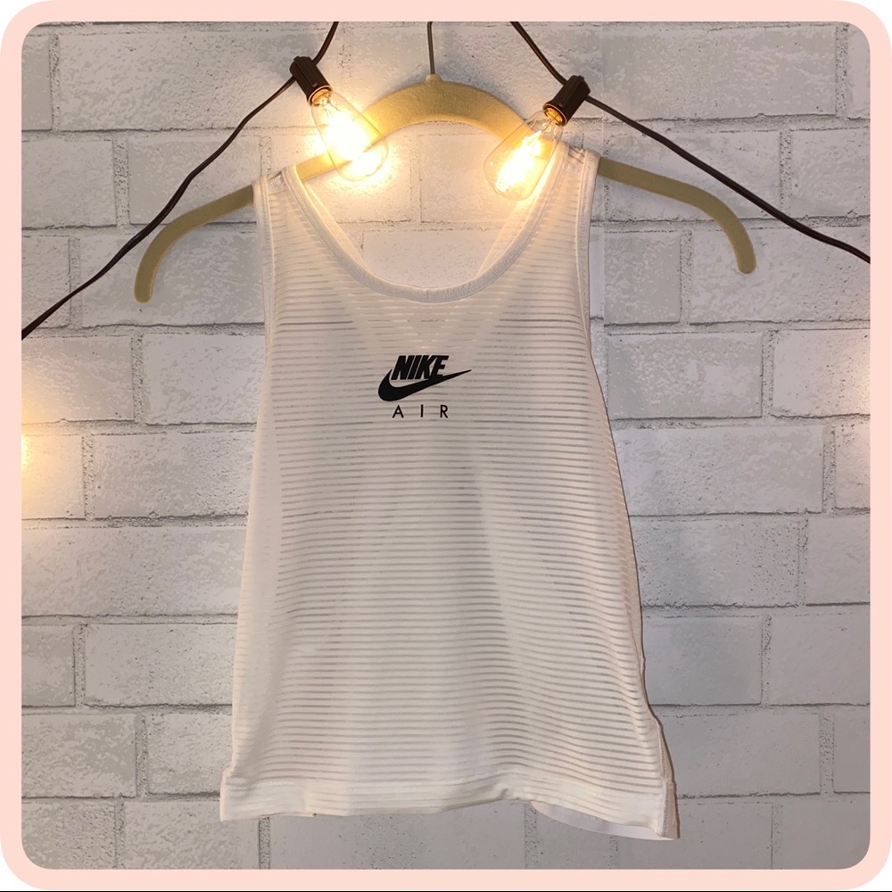 Sheer white cropped Nike tank top